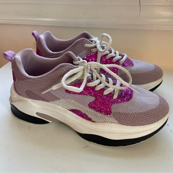 Purple Chunky Platform Sneakers BTS Army Glitter 8 - Picture 2 of 7